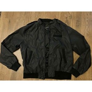 Vintage 1980s Rene De France Black Jacket CAFE Windbreaker Collar Strap Men's M